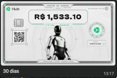 Captura compartilhada sobre a Hub.xyz, com valor original de R$ 1.533,10, sem edição.